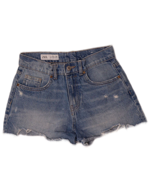 Pantaloni scurți din denim distressed pentru fete Zara 13-14 ani W24 Bumbac Albastru