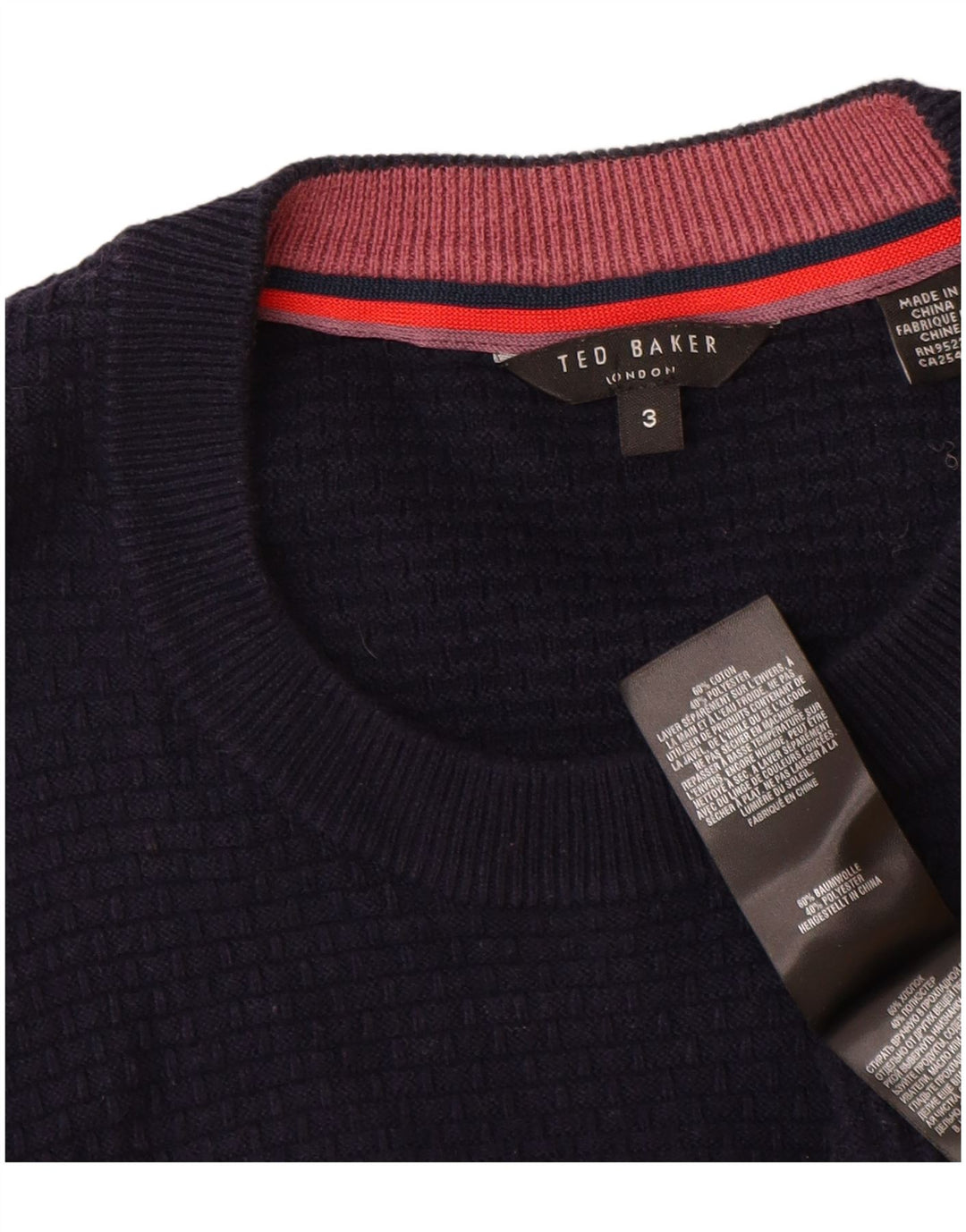 Pulover pentru bărbați Ted Baker, cu gât turnut, mărimea 3, bumbac, albastru bleumarin mediu