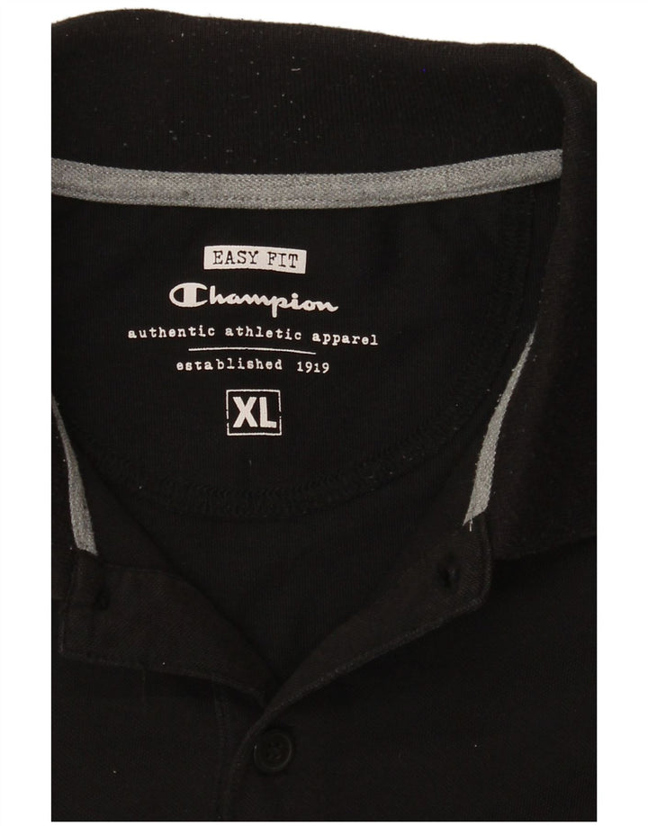 CHAMPION Mens Long Sleeve Polo Shirt XL Black