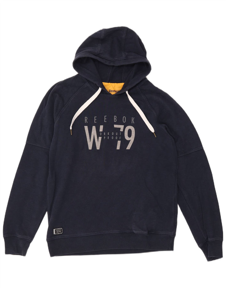 Pulover cu glugă grafic REEBOK pentru bărbați, mare, albastru, bumbac