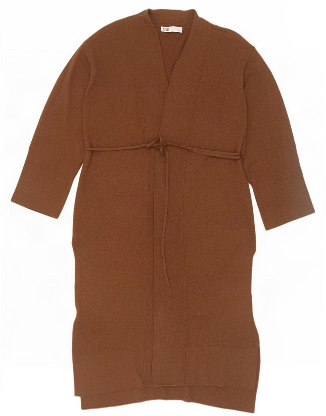 Pulover cardigan cu paragate supradimensionat pentru femei Zara UK 10 Poliester maro mic