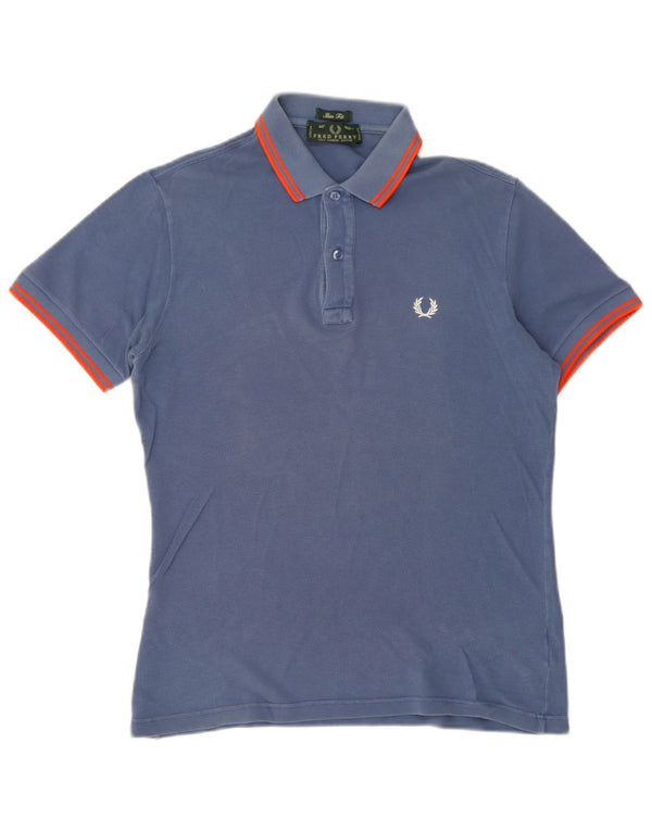 Cămașă polo pentru bărbați Fred Perry, slim fit, bumbac albastru mediu