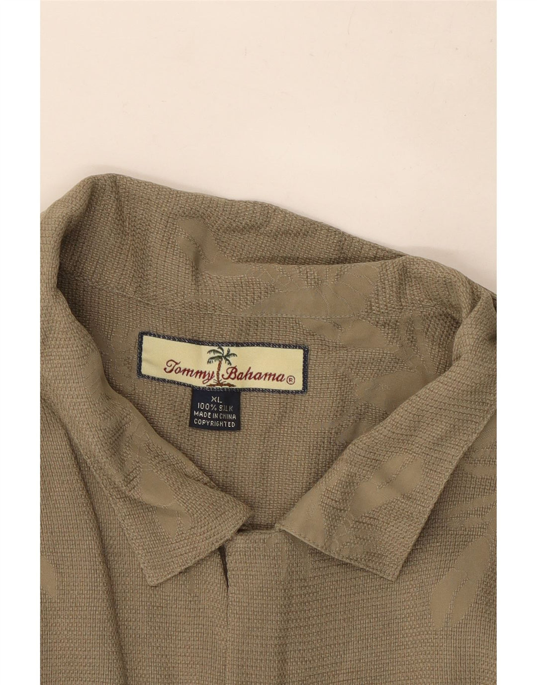 Cămașă cu mânecă scurtă Tommy Hilfiger pentru bărbați, kaki, mătase