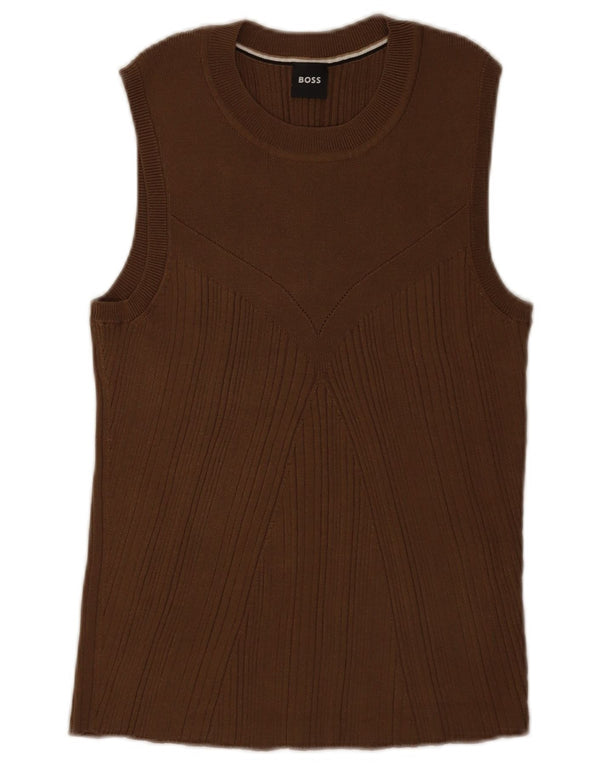 Vestă pentru femei Hugo Boss, UK 18 XL, maro, viscoză