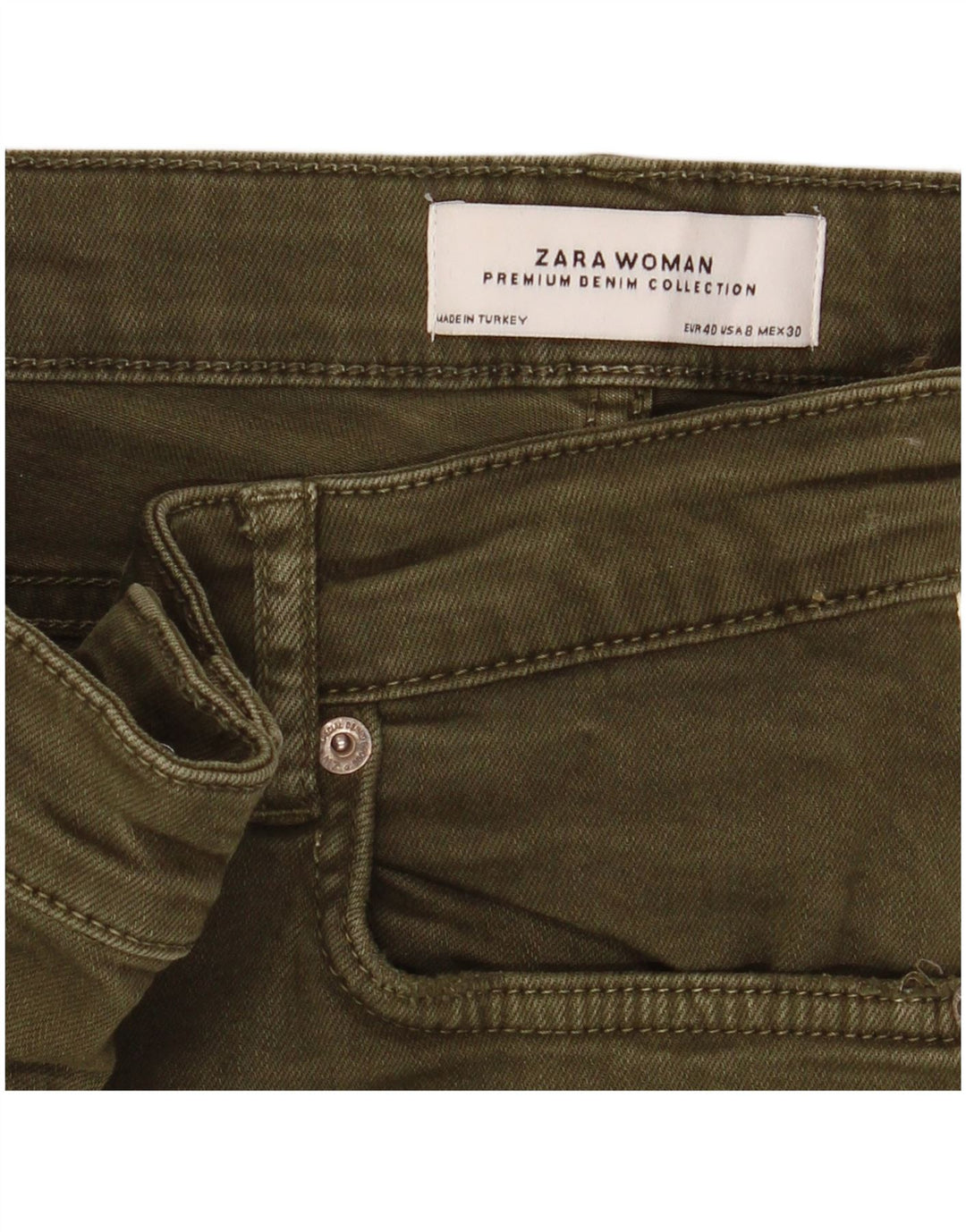 Blugi slim pentru femei Zara EU 40 Medium W30 L27 Kaki Colorblock