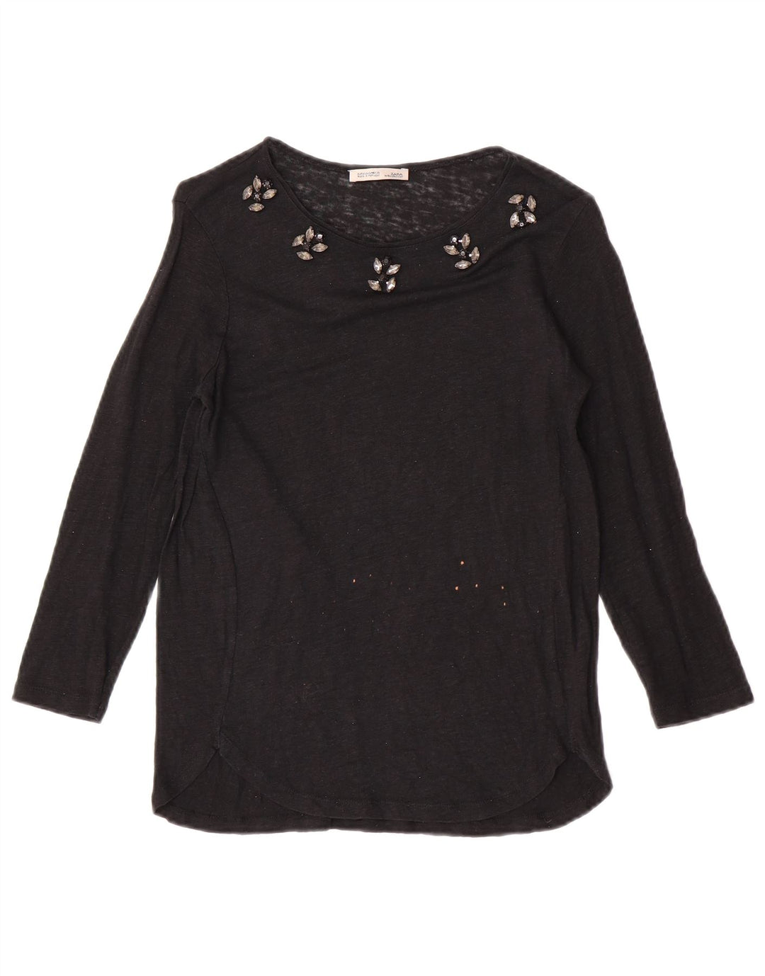 Top femeie Zara cu mâneci 3/4 UK 10 mic negru