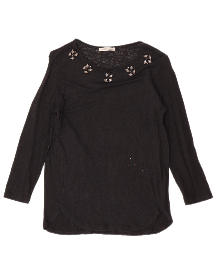 Top femeie Zara cu mâneci 3/4 UK 10 mic negru