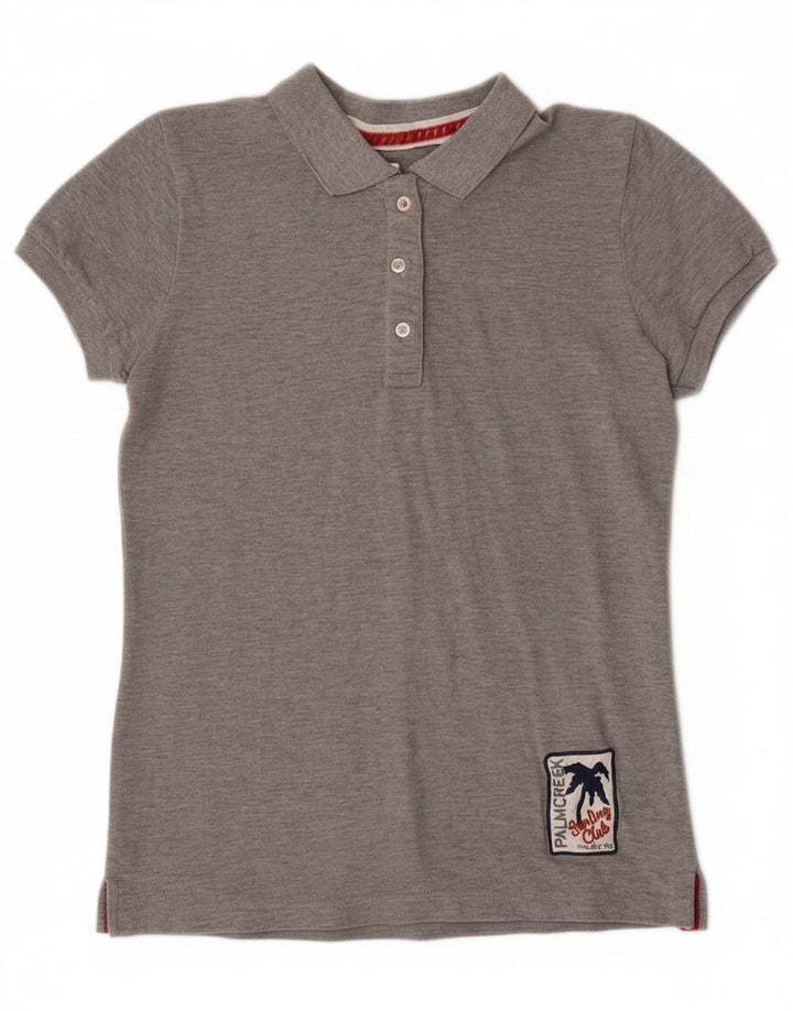 MISTRAL Womens Polo Shirt UK 12 Medium Grey Cotton