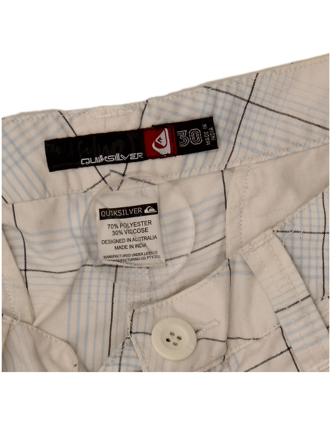 Pantaloni scurți casual pentru bărbați QUIKSILVER, cu grafică, W30, poliester cu carouri albe medii