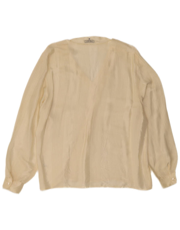 Bluză vintage cu mânecă lungă pentru femei Top IT 48 XL Acetat cu dungi galbene