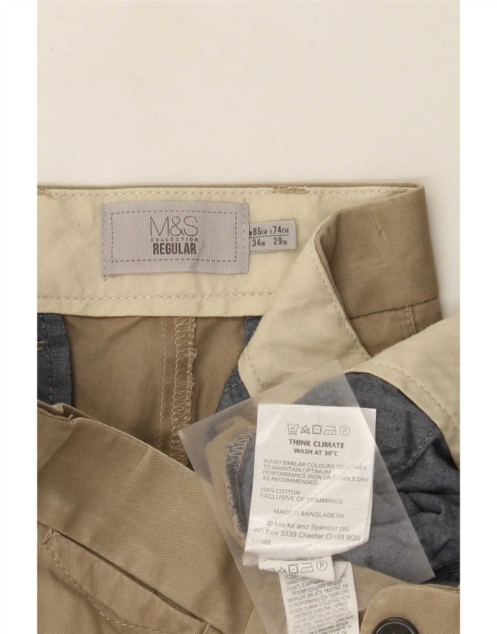 Pantaloni chino obișnuiți pentru bărbați Marks & Spencer L34 L29 Bumbac kaki