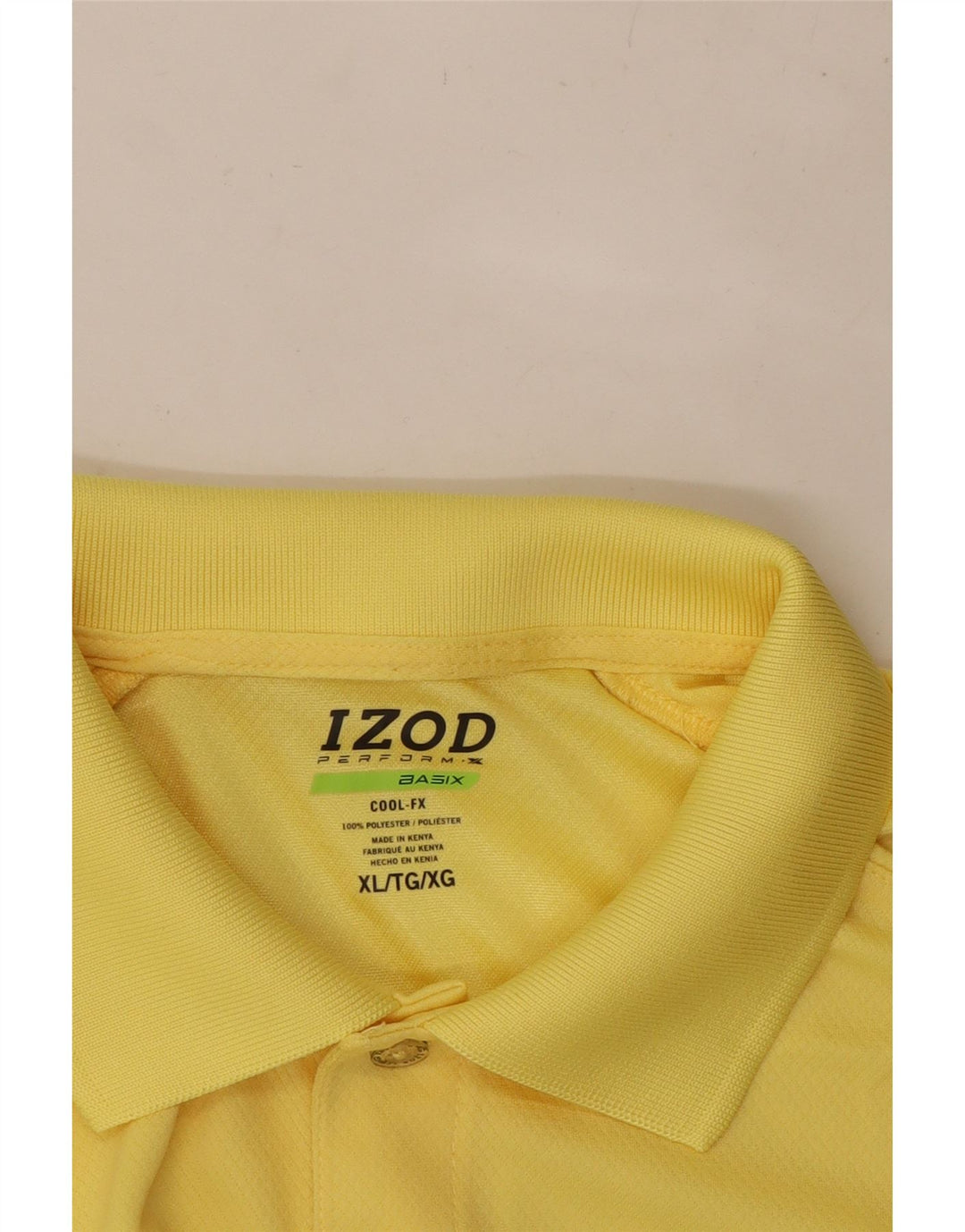Tricou polo IZOD pentru bărbați, XL, poliester galben