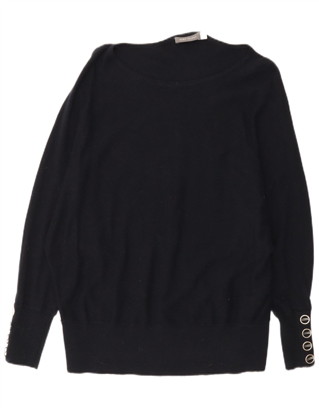 MINT VELVET Pulover supradimensionat pentru femei cu gât de barcă UK 14 Medium Negru