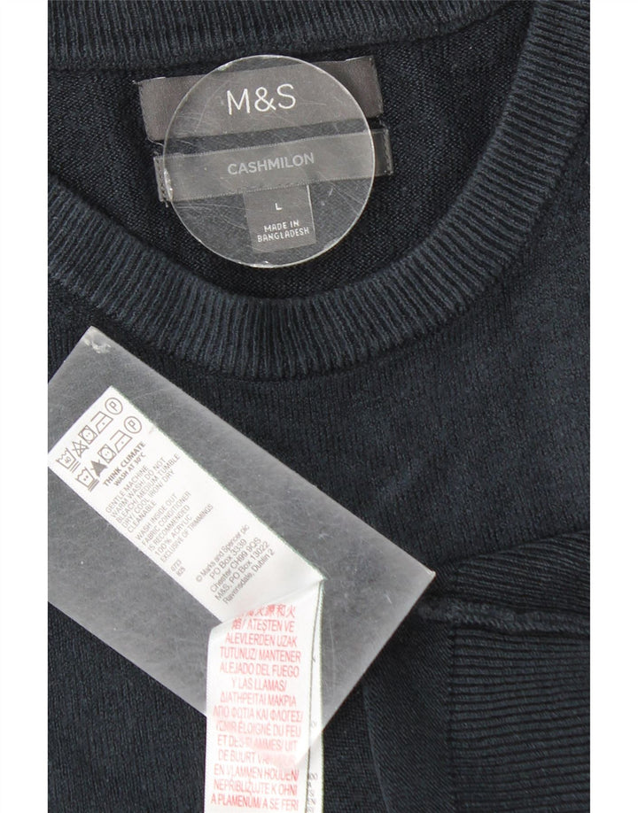 Pulover pentru bărbați Marks & Spencer, cu gât roșu, mare, acrilic, albastru bleumarin