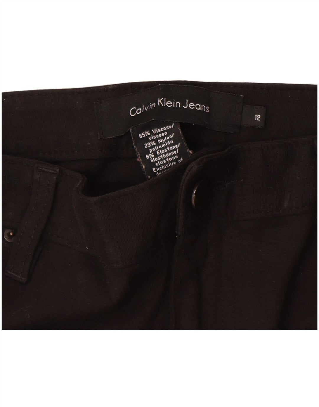 CALVIN KLEIN Pantaloni casual subțiri pentru femei US 12 Large W30 L26 Negru viscoză