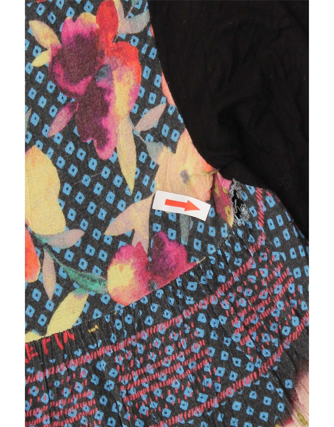 Desigual Womens Abstract Pattern Top mânecă 3/4 UK 10 Small Black Viscose
