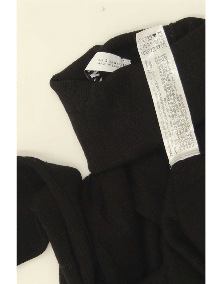 Pulover pentru femei cu gât rulat Zara UK 10 mic, viscoză neagră