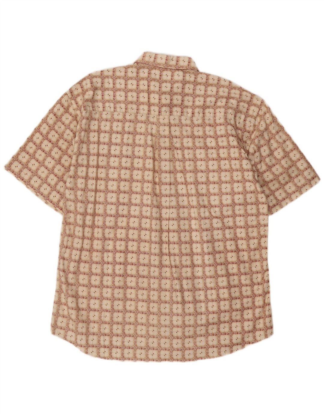 NATURAL ISSUE Mens Short Sleeve Shirt Large Beige Geometric Cotton