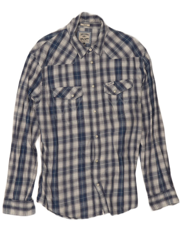 Cămașă Wrangler pentru bărbați, cu formă regulată, XL, bumbac cu carouri albastre