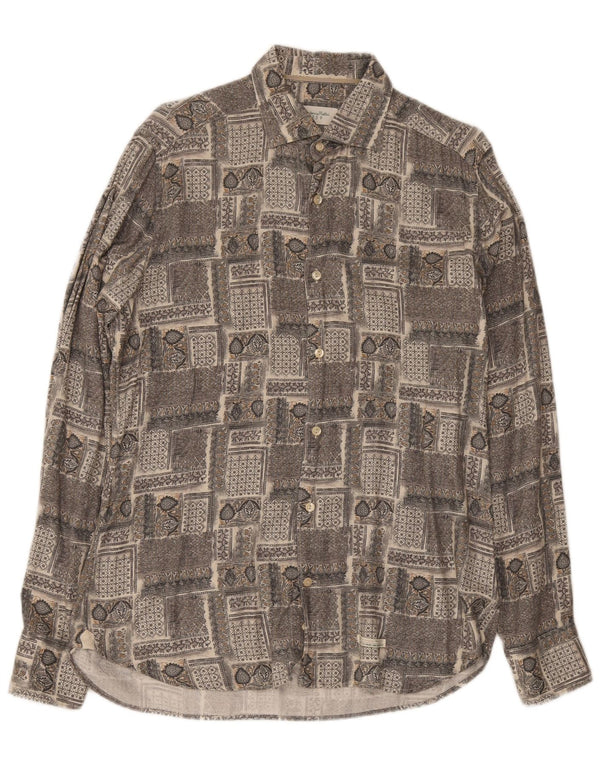 Cămașă Vintage pentru bărbați Mărimea 40 15 3/4 Medium Gri Patchwork