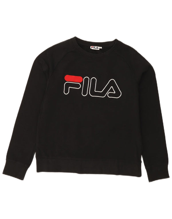 Pulover pentru damă FILA, cu grafică, din bumbac negru, UK 10