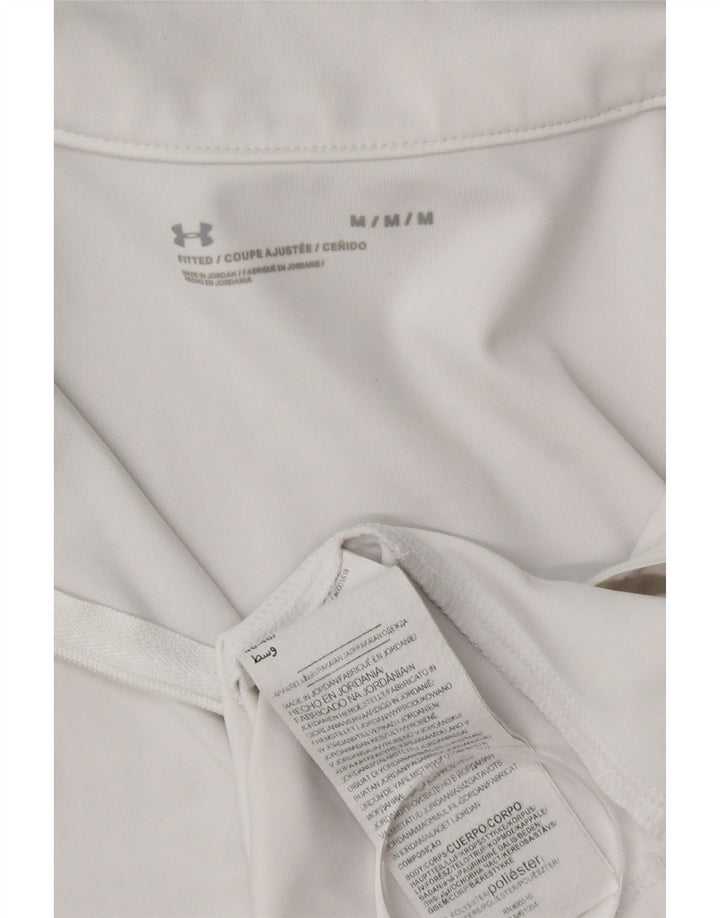 Top de trening Under Armour pentru femei, cu fermoar și gât, alb mediu, UK 12