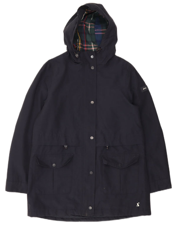 Joules Womens Relaxed Fit Hooded Raincoat UK 10 Small Navy Blue