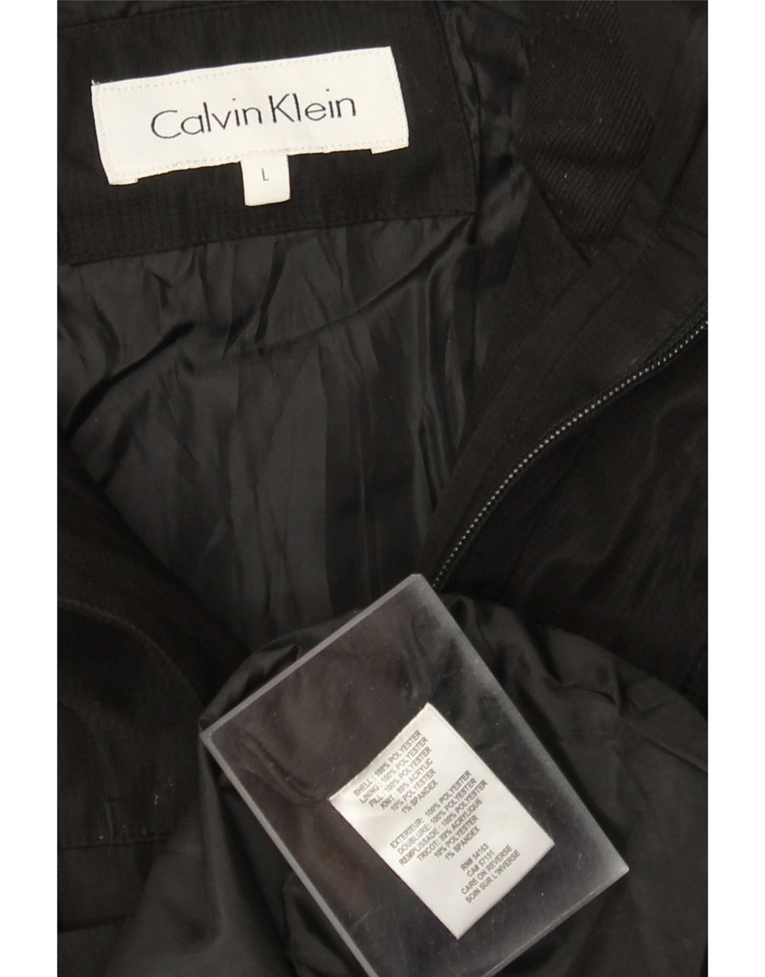 Jachetă de vânt cu glugă Calvin Klein pentru bărbați UK 40 Poliester negru mare