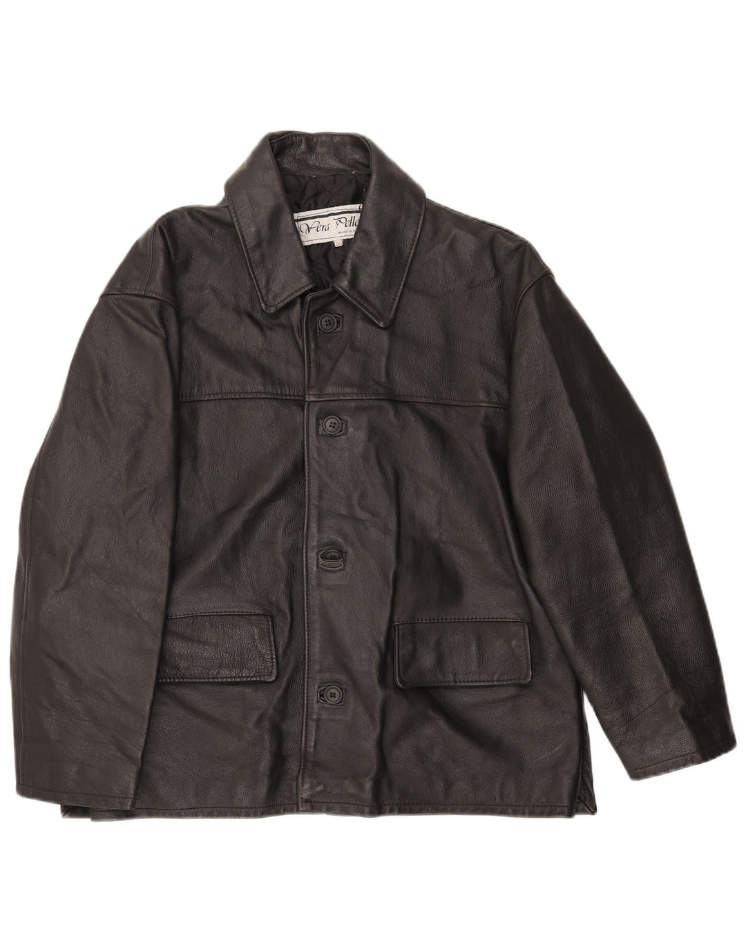 Jachetă de piele vintage pentru bărbați IT 50, mare, neagră