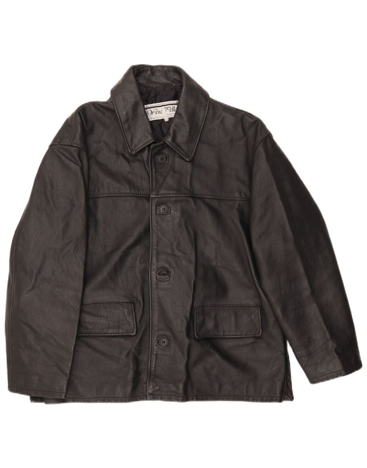 Jachetă de piele vintage pentru bărbați IT 50, mare, neagră