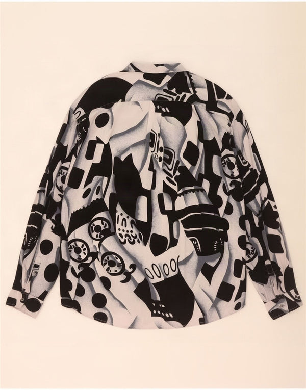 Cămașă Vintage Bărbați Mărimea 45/46 XL Viscoză Geometrică Multicoloră