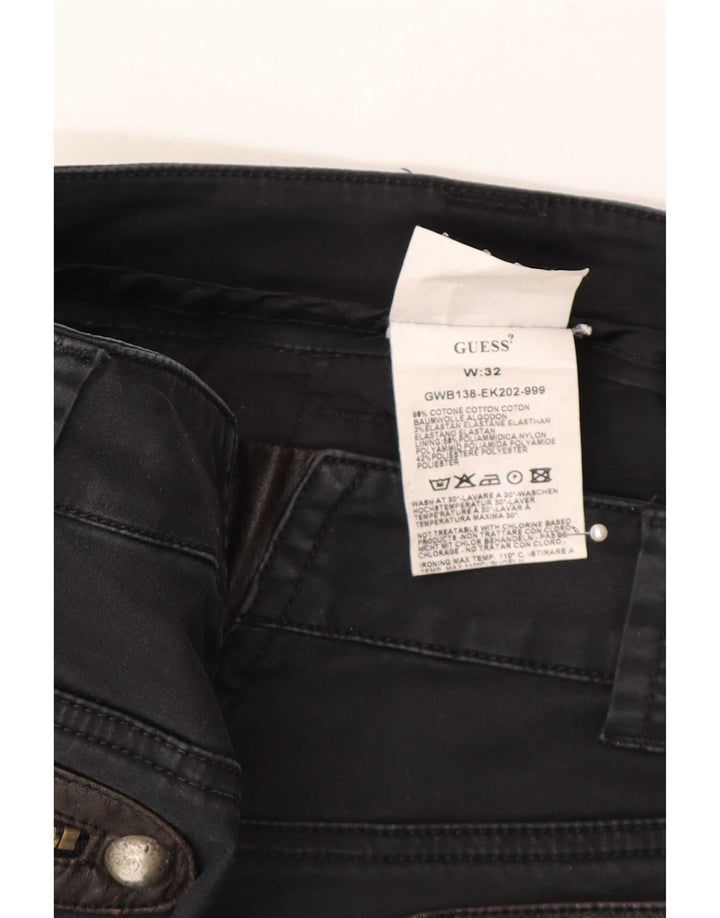 Pantaloni Capri Guess pentru femei W32, bumbac negru mare