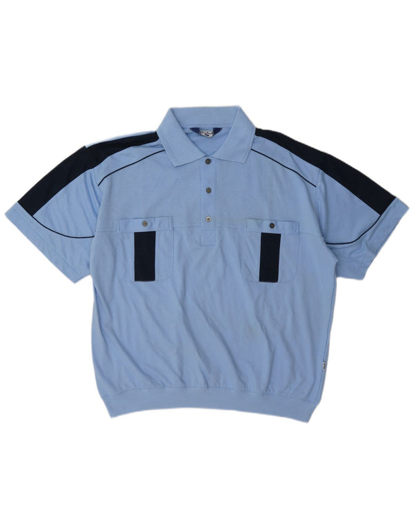 Tricou polo vintage pentru bărbați XL, albastru, bloc de culoare