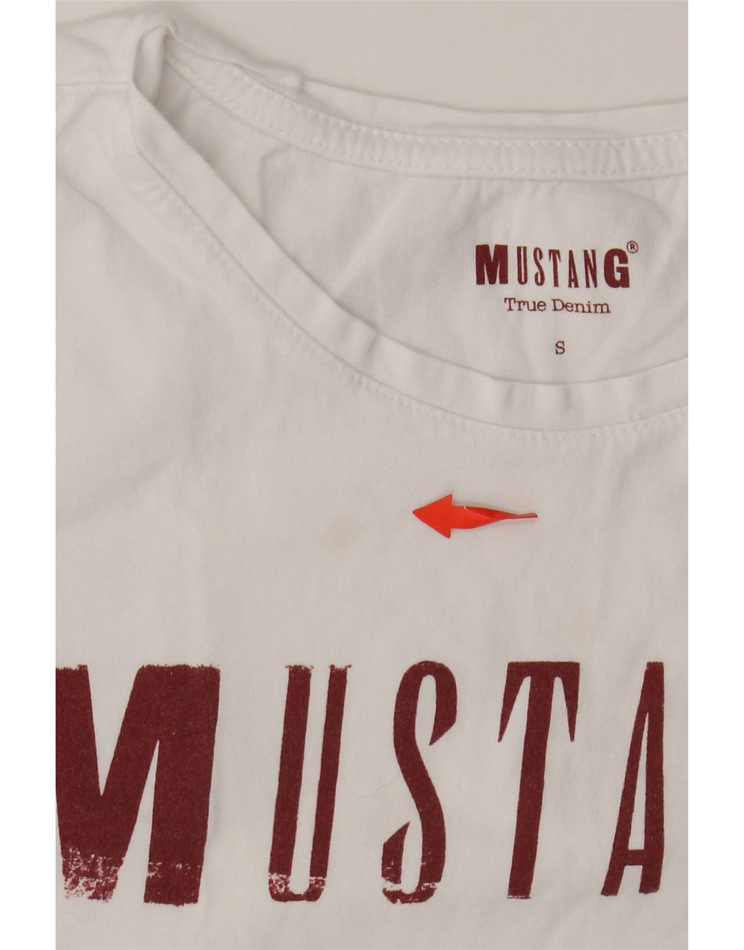 MUSTANG Tricou cu grafic crop pentru femei Top UK 10 Small White