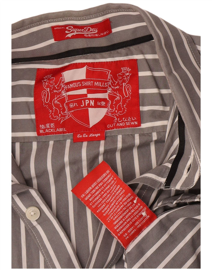 Cămașă pentru bărbați Superdry 2XL, bumbac cu dungi gri