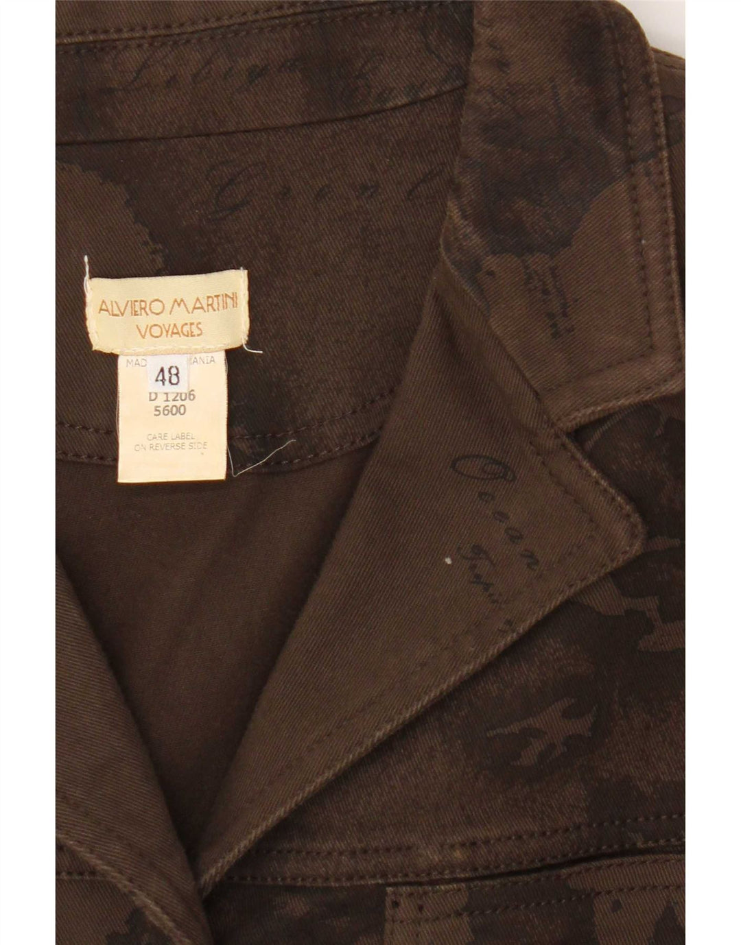 ALVIERO MARTINI Jachetă de denim grafică pentru femei IT 48 Bumbac maro mare