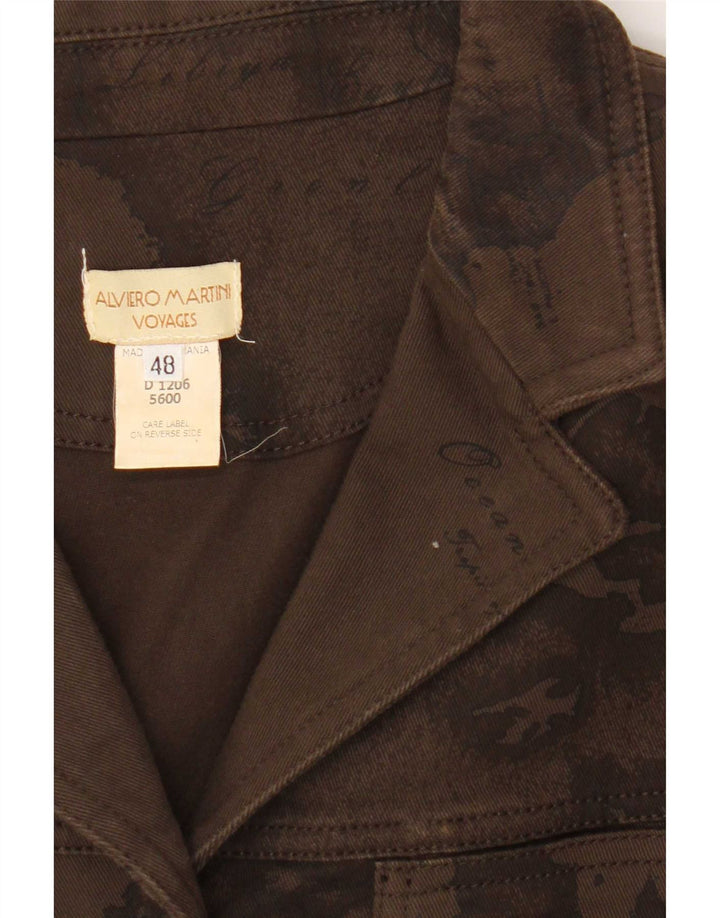 ALVIERO MARTINI Jachetă de denim grafică pentru femei IT 48 Bumbac maro mare