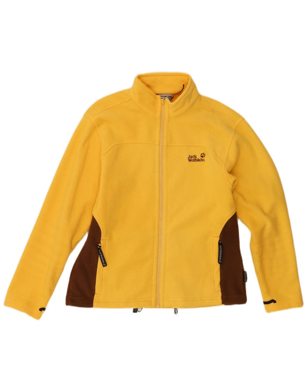 Jack Wolfskin Womens Graphic Fleece Jacket UK 18/20 XL Yellow Colourblock