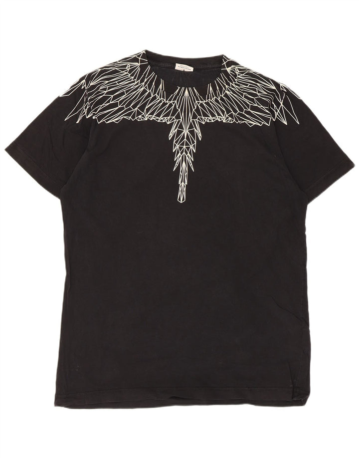 Marcelo Burlon Tricou cu grafică pentru bărbați Top mediu din bumbac negru