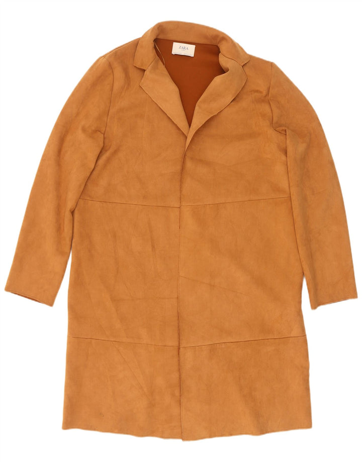 Pardesiu deschis din piele intoarsa pentru femei Zara UK 18 XL maro