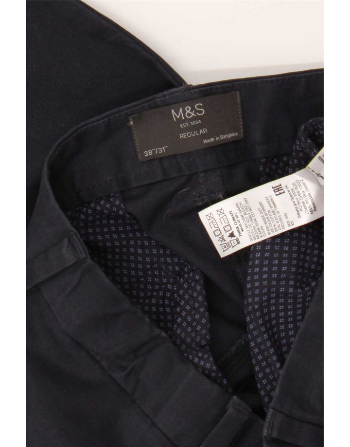 Pantaloni chino obișnuiți pentru bărbați Marks & Spencer L38 L31 Bumbac bleumarin
