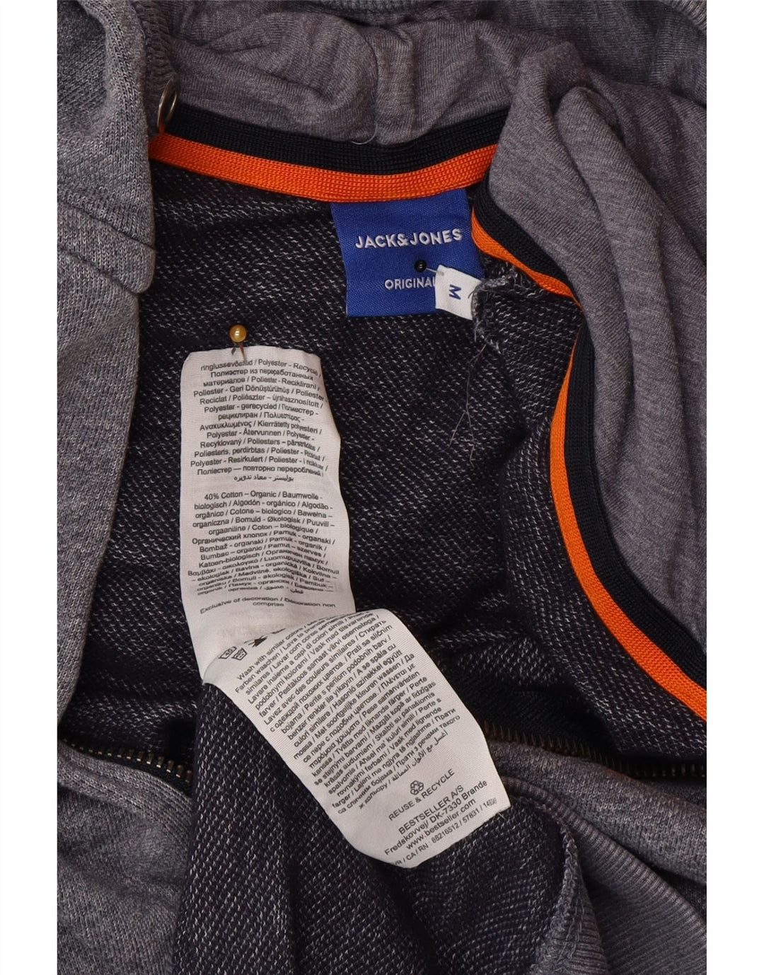 Pulover Jack & Jones pentru bărbați, cu fermoar, din poliester cu pete gri mediu