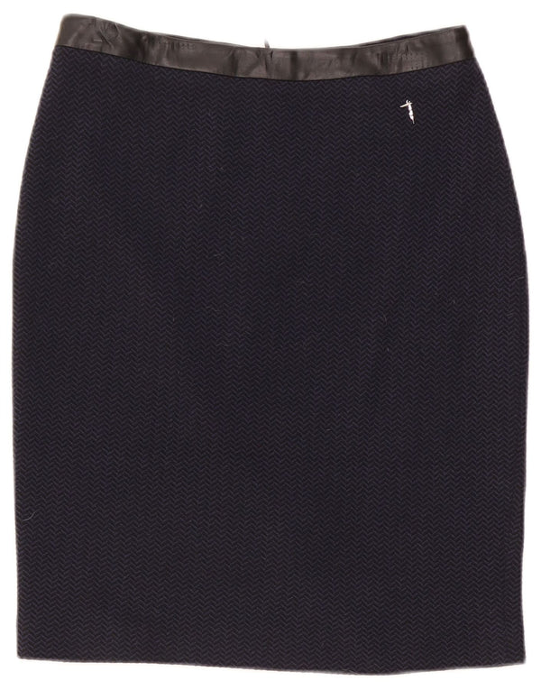Fusta creion pentru femei Trussardi IT 42 Medium W30 Blue Marine Herringbone