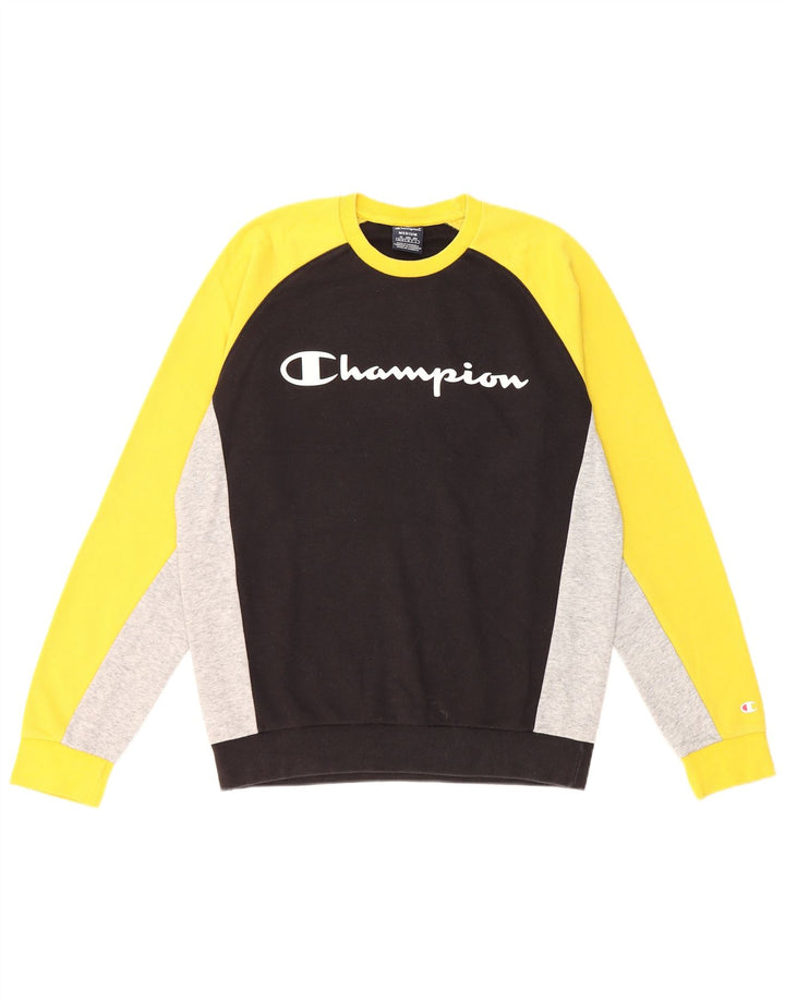 Pulover cu grafic pentru bărbați Champion Pulover mediu negru Colorblock