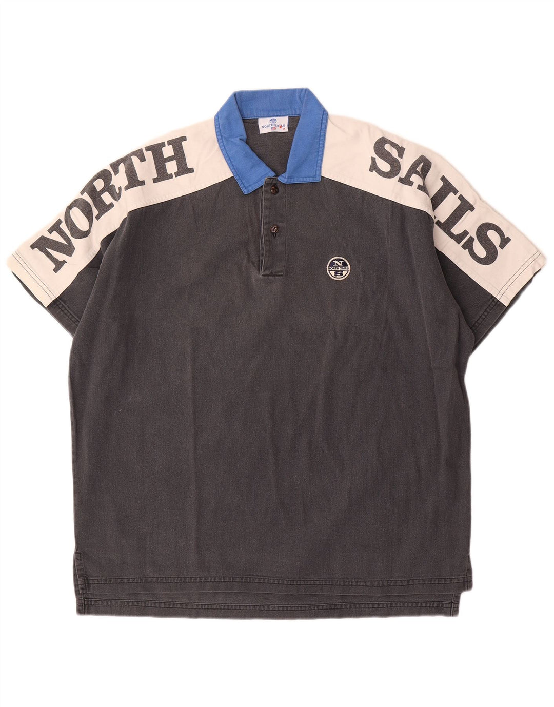 Tricou polo cu grafică North Sails pentru bărbați, bumbac color bloc, gri mediu
