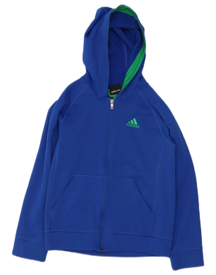 Pulover ADIDAS pentru băieți, cu fermoar, 10-11 ani, poliester albastru