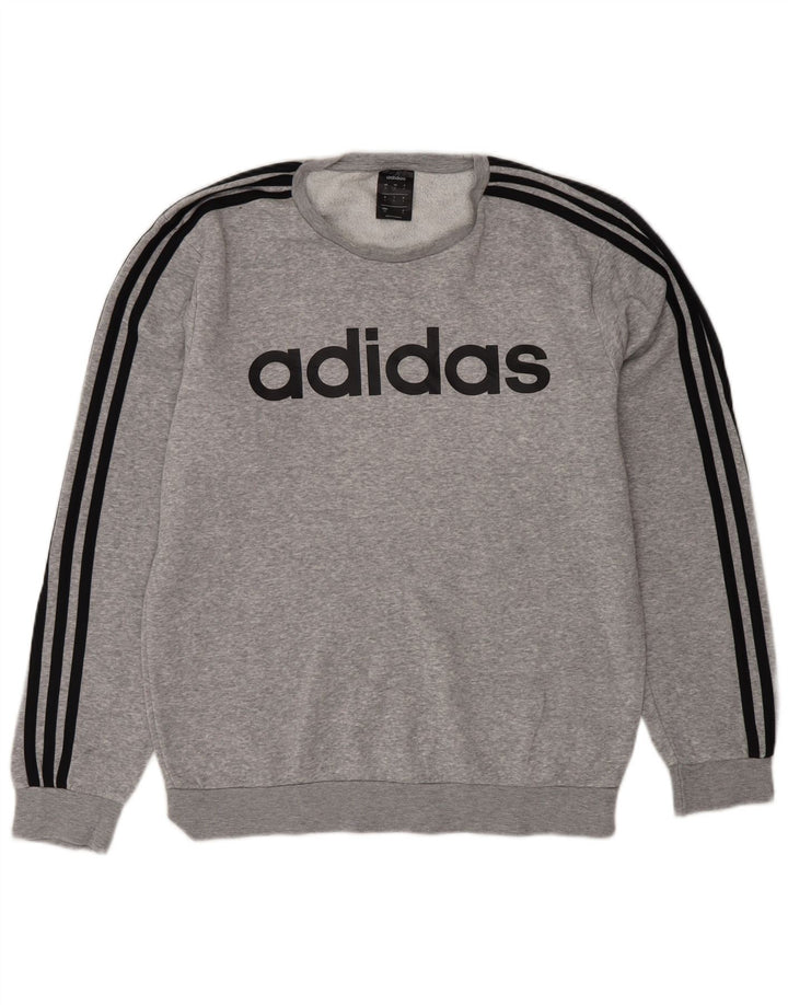Hanorac grafic pentru bărbați Adidas Jumper mic, gri, bumbac cu pete