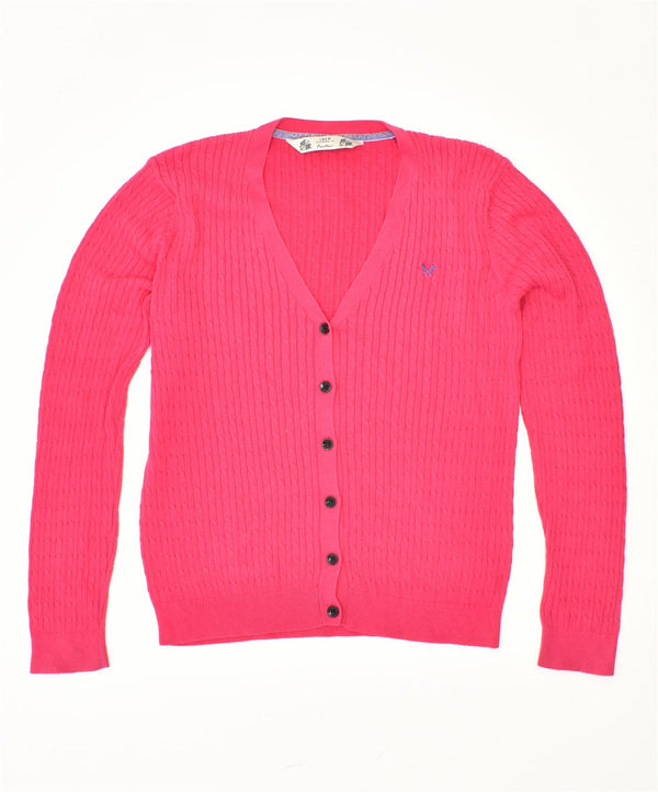 CREW CLOTHING Pulover cardigan pentru femei UK 14 mare bumbac roz