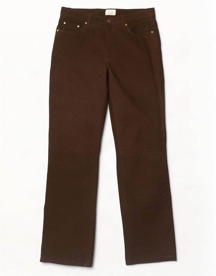 Spieth & Wensky Pantaloni drepți din piele pentru bărbați EU 48 Medium W32 L33 Maro