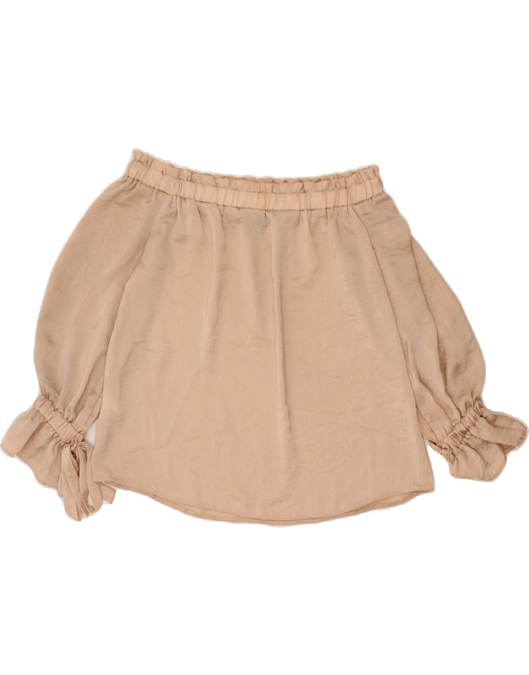 TOPSHOP Womens 3/4 Sleeve Off Shoulder Top UK 8 Small  Beige Polyester Vintage Topshop and Second-Hand Topshop from Messina Hembry 